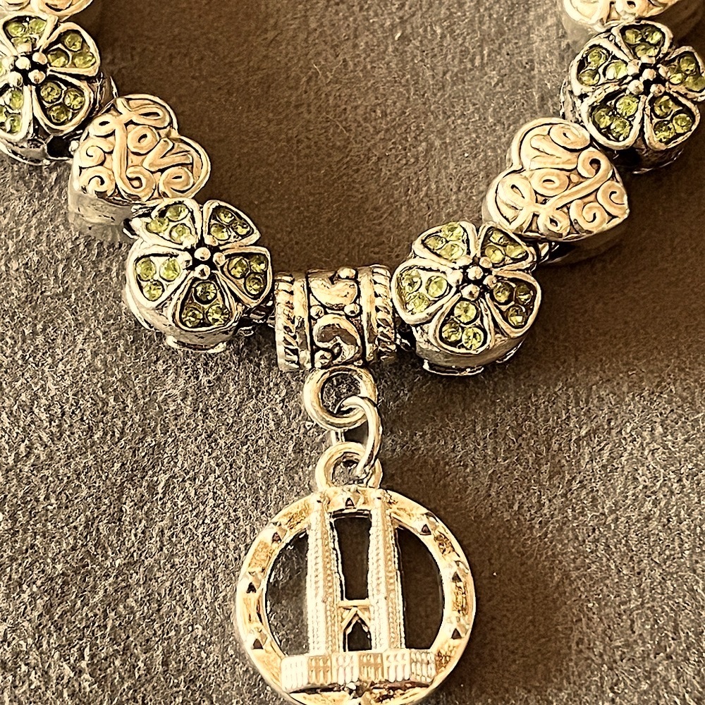 Beautiful Silver-tone Love Charm Bracelet, EUC